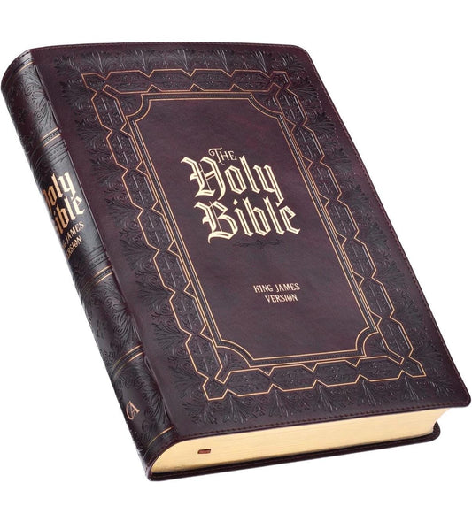 Personalized KJV Holy Bible  Indexed Super Giant Print, Burgundy Faux Leather, Red Letter Edition with Ribbon Marker