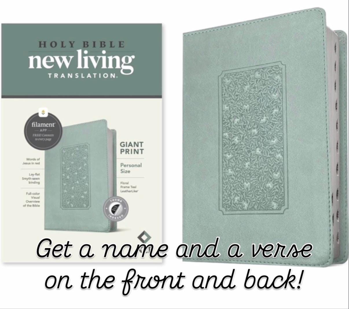 Personalized NLT giant print , red letter , thumb index Bible