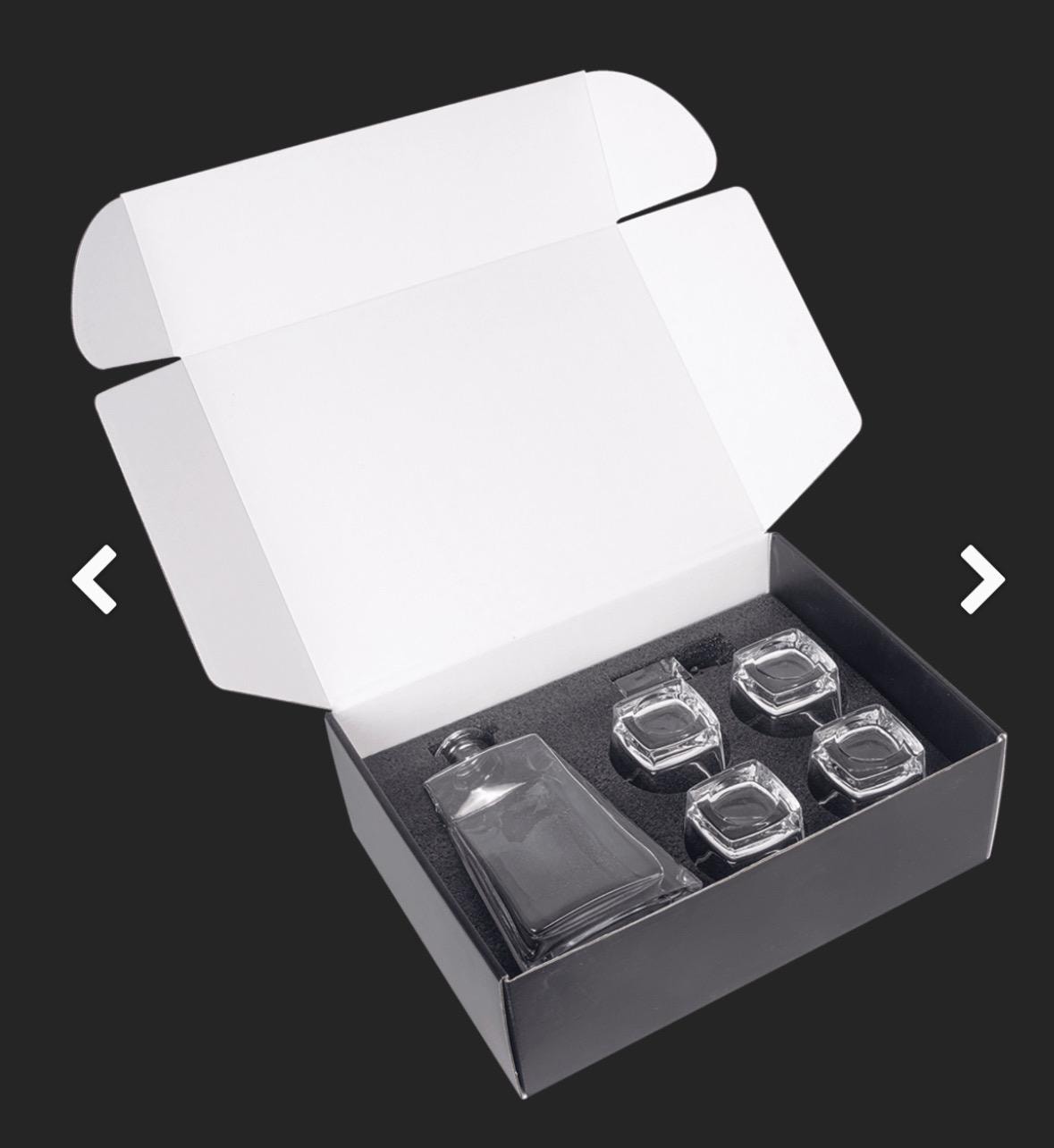 Personalizable 12" Tequila Decanter Set with Four 8 oz. Premium Glass in a Black Gift Box