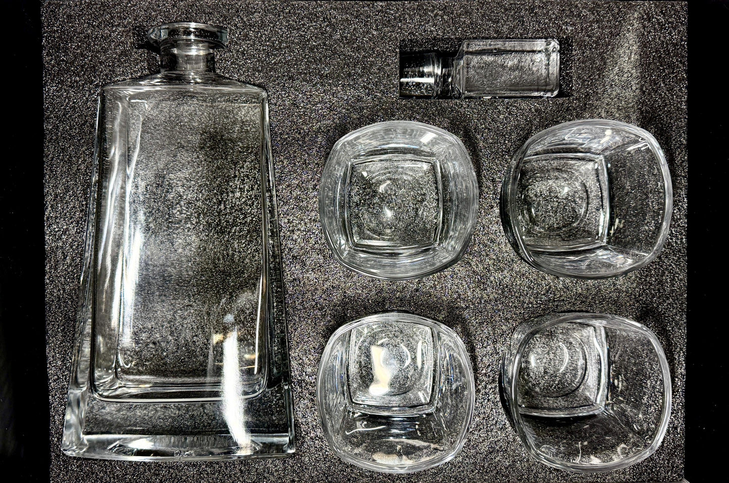 Personalizable 12" Tequila Decanter Set with Four 8 oz. Premium Glass in a Black Gift Box