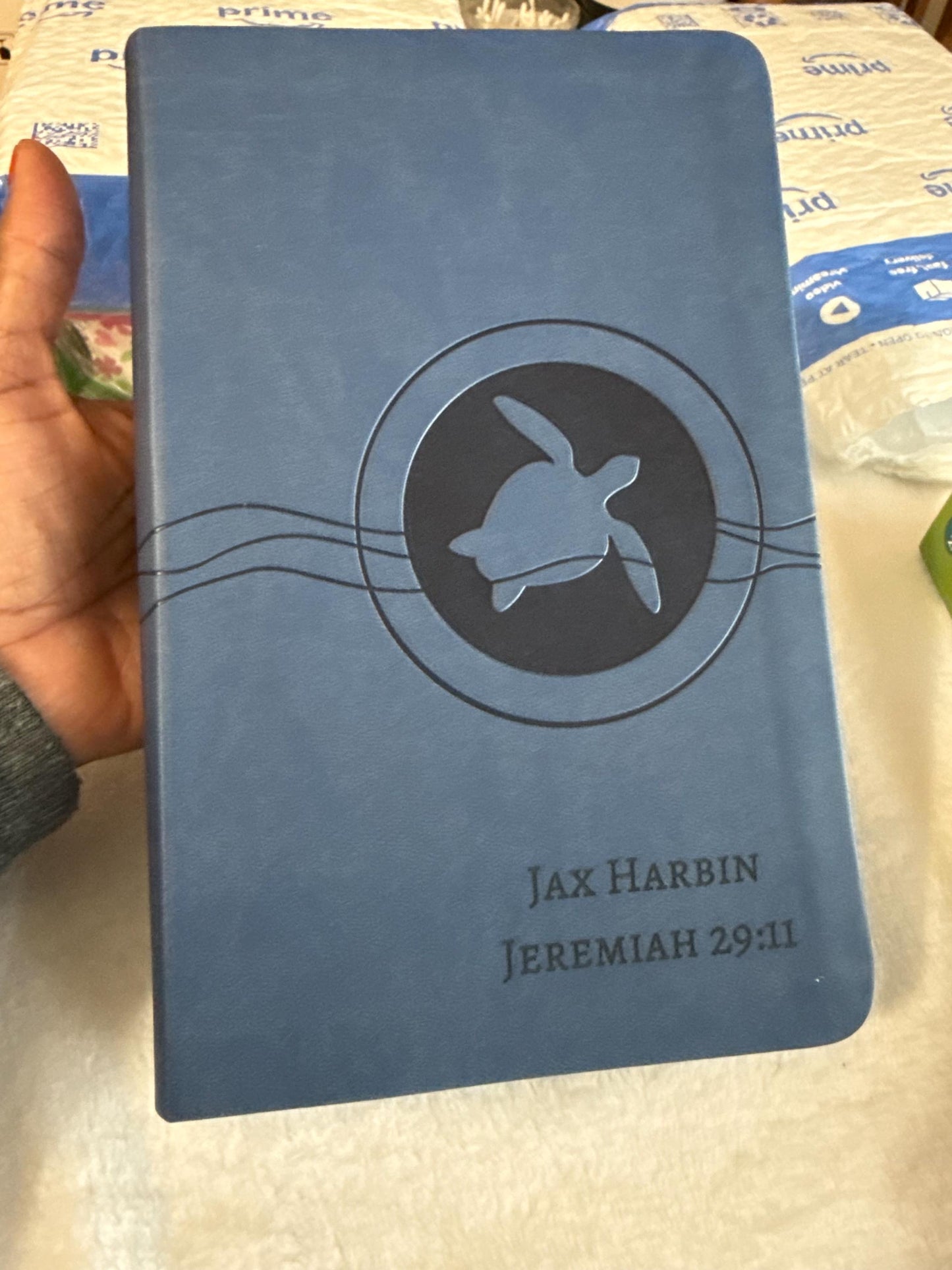 Personalized  NIrV, Adventure Bible for Early Readers, Leathersoft, Blue. Custom Name Imprint