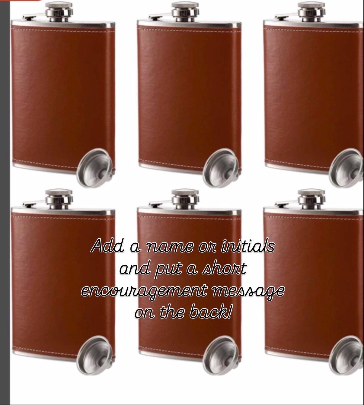 Personalized 8oz Leather Flask 6 pk