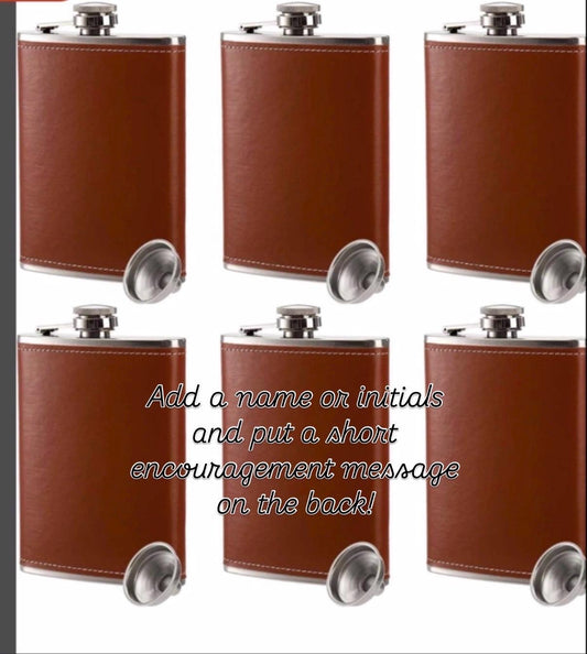 Personalized 8oz Leather Flask 6 pk
