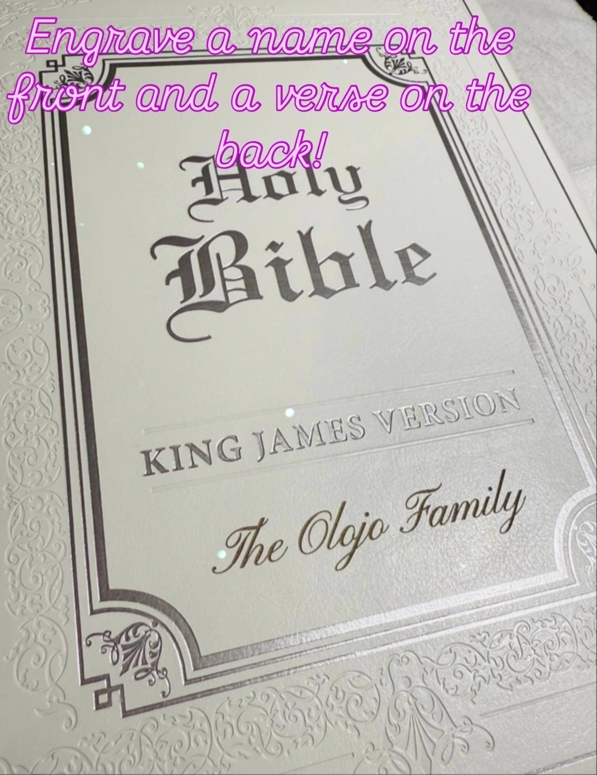 Personalized KJV Family Bible White , Large Family Reunion, Pastor gifts