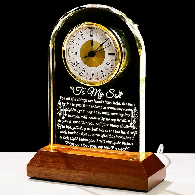 Personalized Wooden clock on base, Graduation, Son, Daughter, Mom, Retirement, Anniversary, Boss, Dad